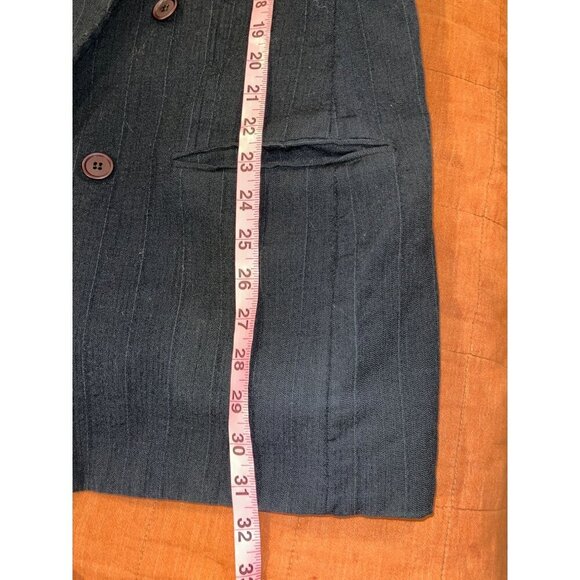 Giorgio Armani  Le Collezioni Navy Pinstripe Wool Double-Breasted Blazer Jacket - Picture 4 of 7